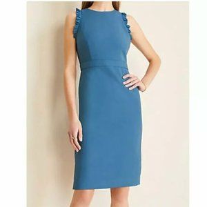 NWOT Ann Taylor Blue Ruffle-Trim Sheath Dress